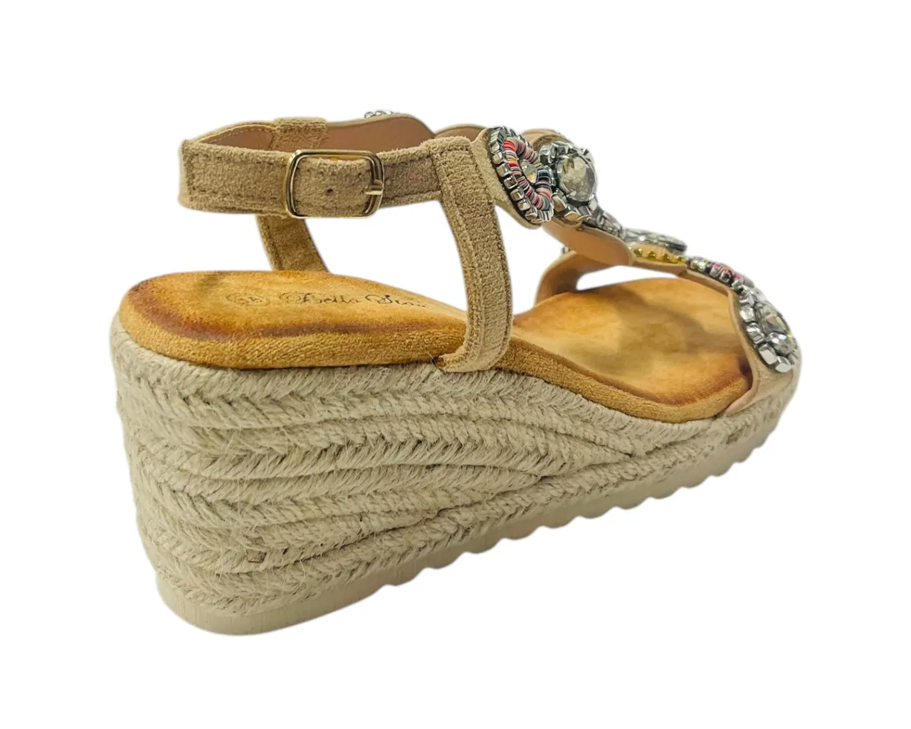 Diamante Espadrilles Wedge Sandals