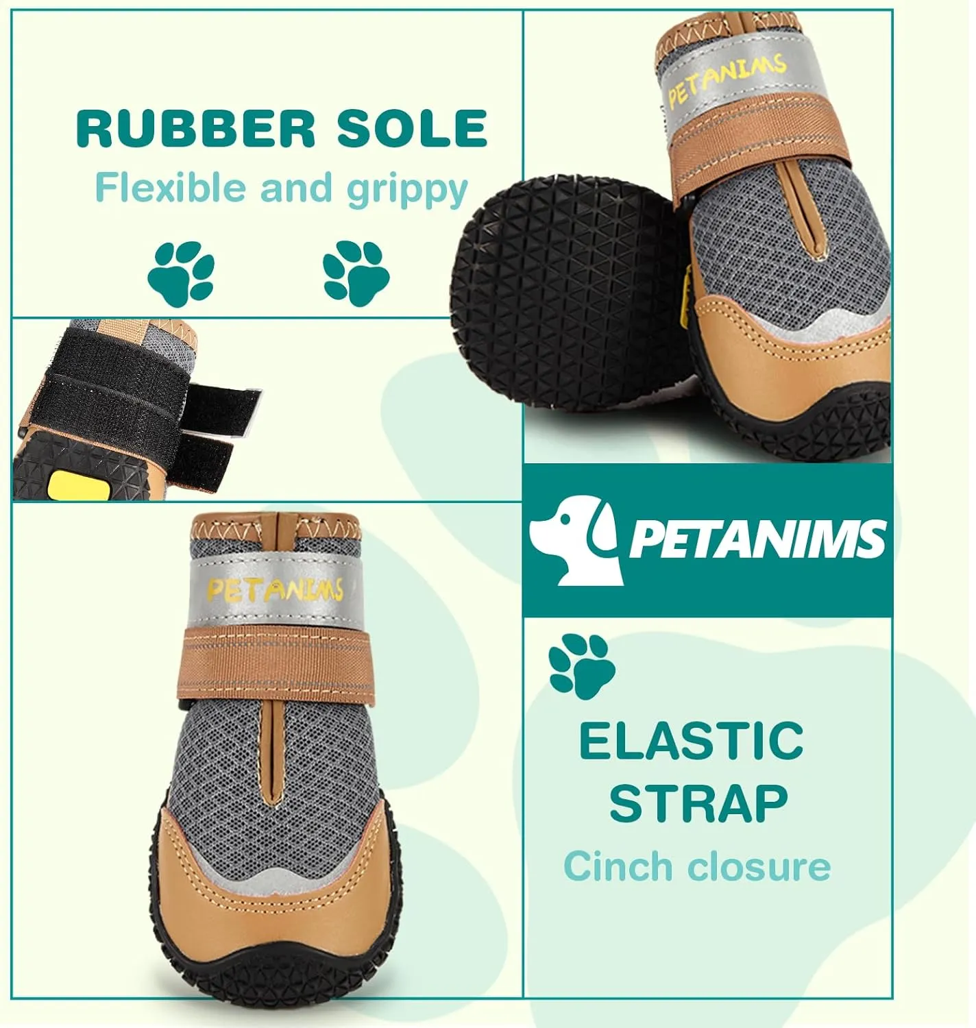 Dog Shoes for Small Dogs, Medium Dog Boots & Paw Protectors for Winter Snow, Breathable Dog Booties for Hot Pavement, Hardwood Floors Gray Size 1