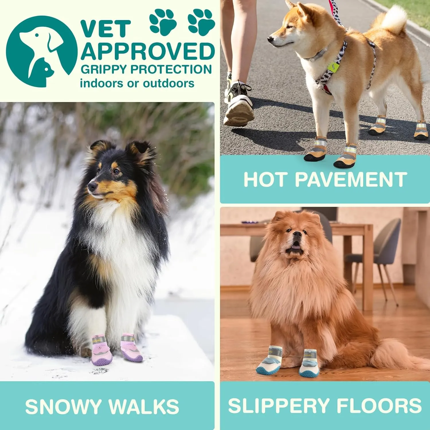 Dog Shoes for Small Dogs, Medium Dog Boots & Paw Protectors for Winter Snow, Breathable Dog Booties for Hot Pavement, Hardwood Floors Gray Size 1
