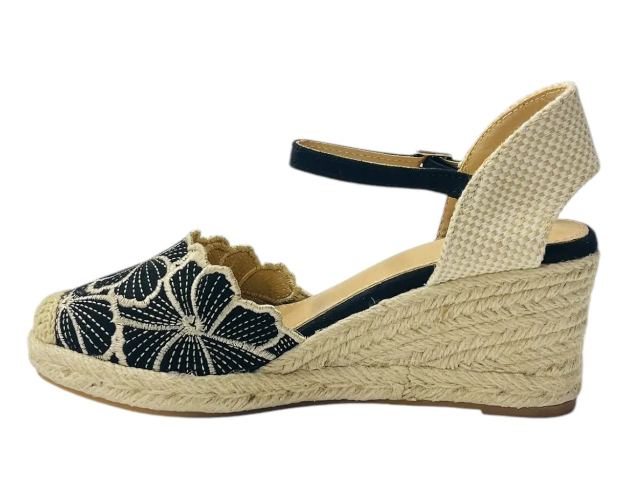 Embroidered Wedge Espadrilles Sandals