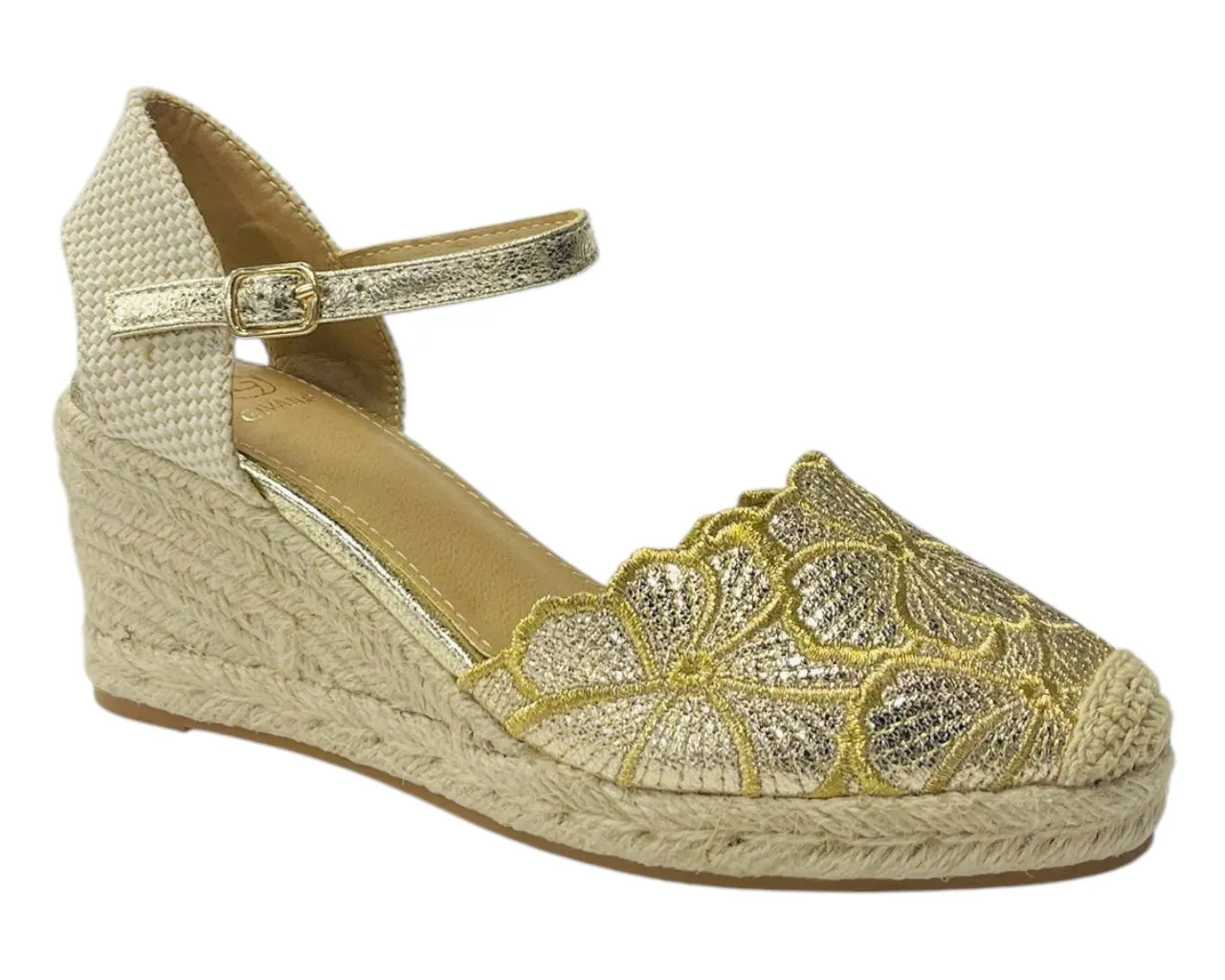 Embroidered Wedge Espadrilles Sandals