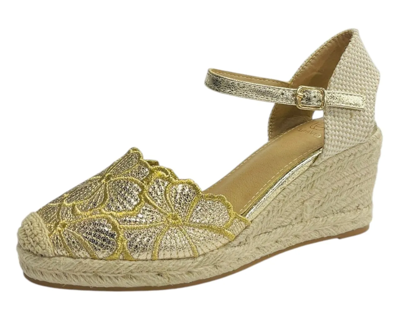 Embroidered Wedge Espadrilles Sandals