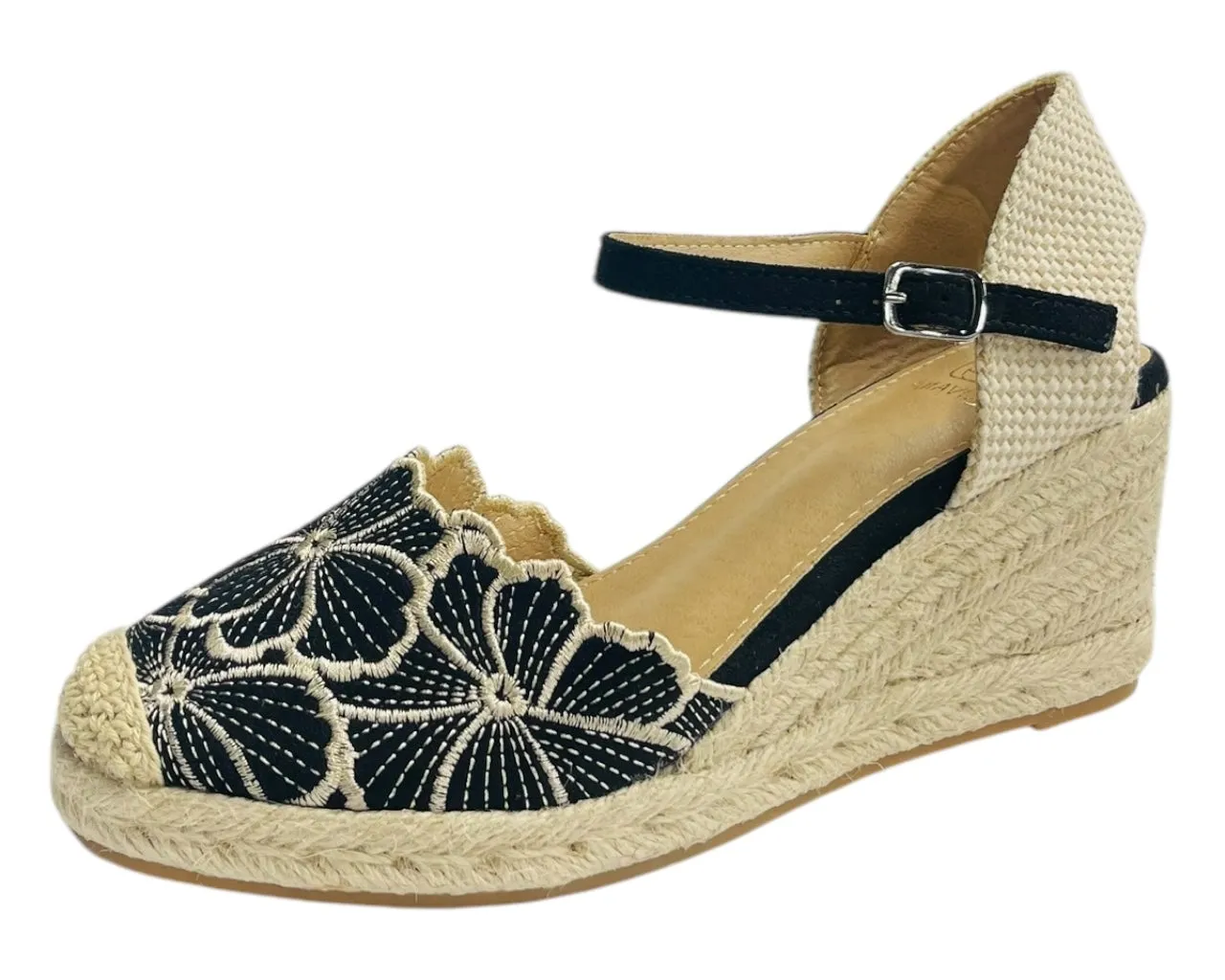 Embroidered Wedge Espadrilles Sandals