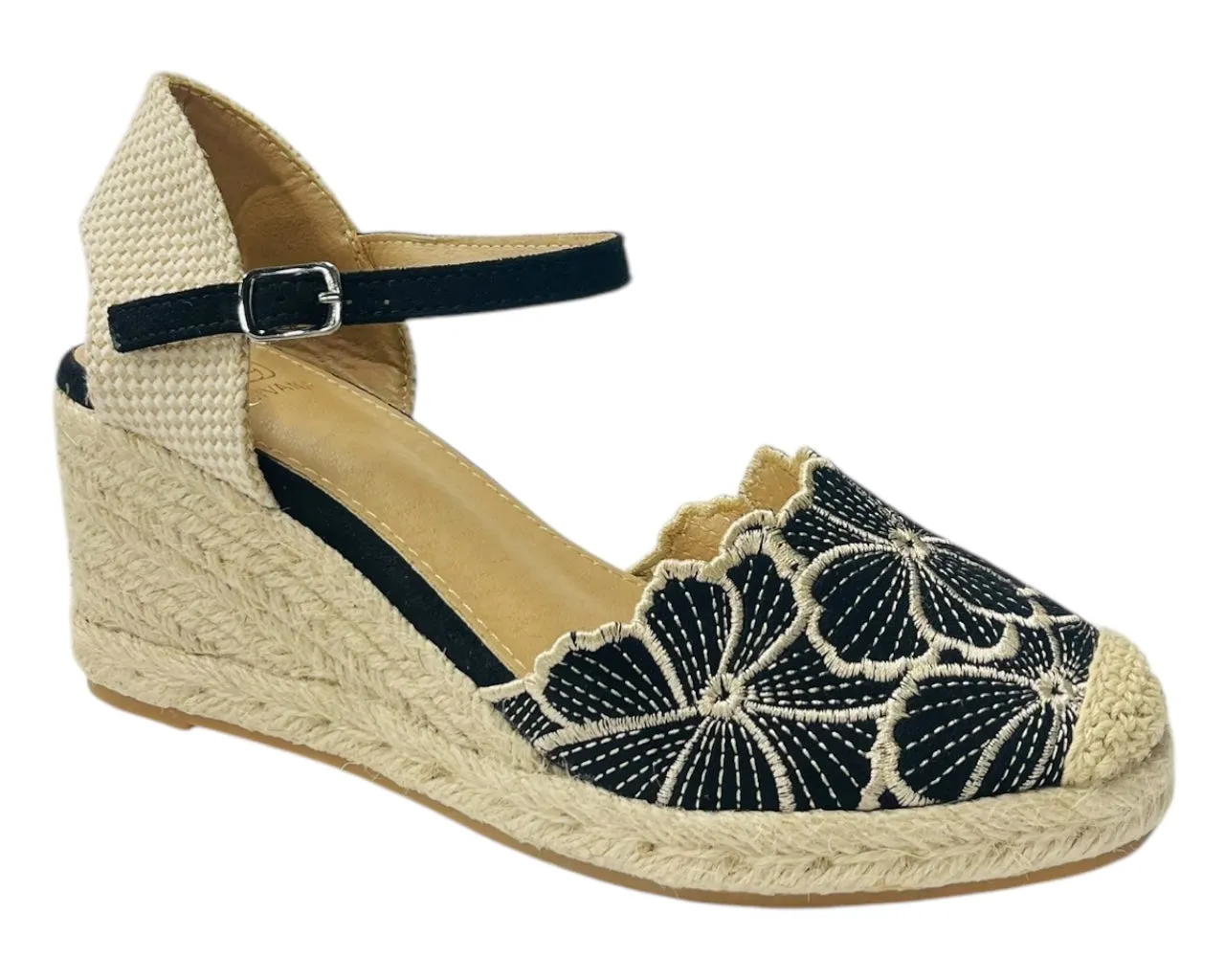 Embroidered Wedge Espadrilles Sandals