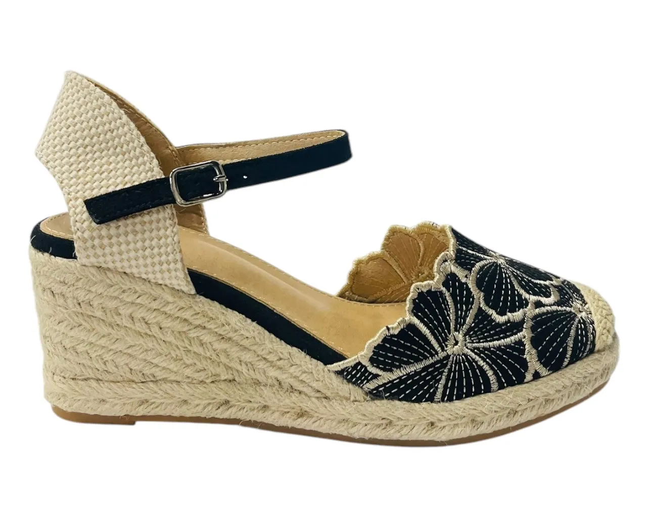 Embroidered Wedge Espadrilles Sandals