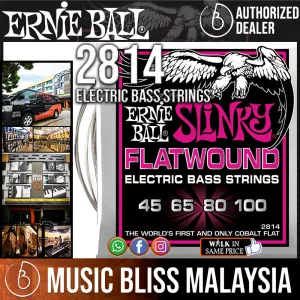 Ernie Ball 2814 Super Slinky Flatwound Electric Bass Strings (45-100)