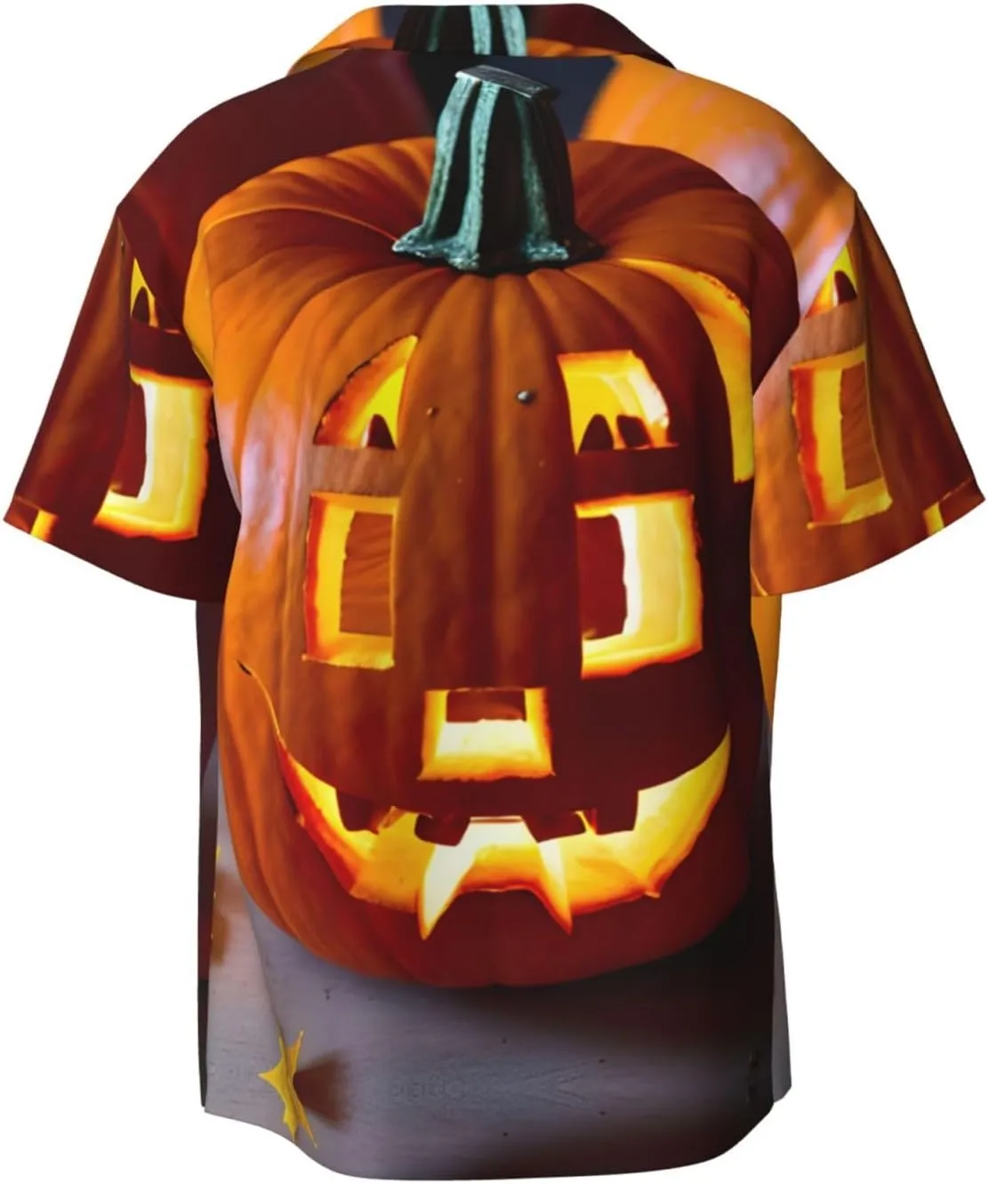 Fall Pumpkin Printing Men's Fashion Summer Short Sleeve Button Shirt with Pocket,S-4xl Cuban Shirt Hawaiian Shirt