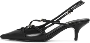 Fashion Buckle Slingback Kitten Heels for Women Buckle Strap Work Pumps