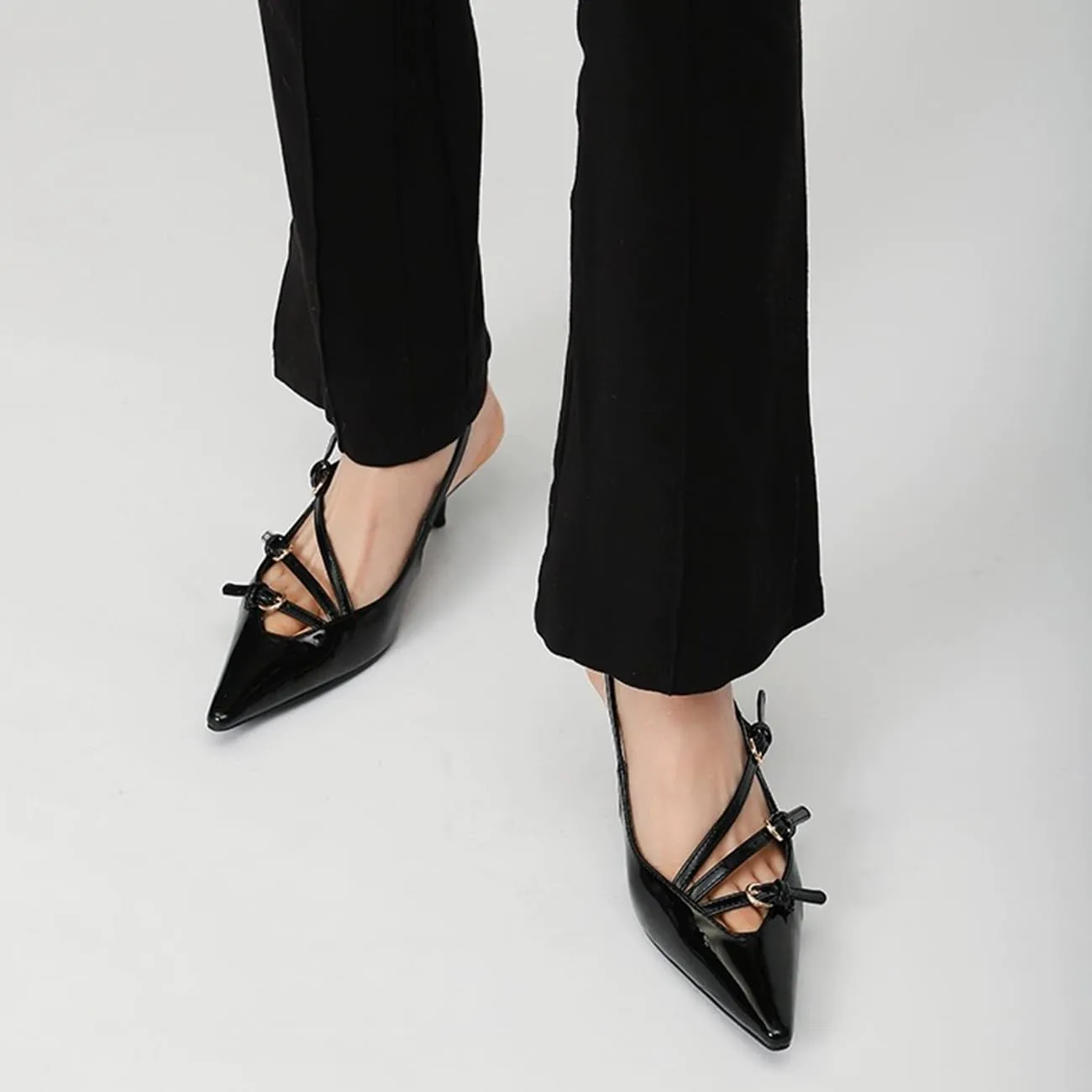Fashion Buckle Slingback Kitten Heels for Women Buckle Strap Work Pumps