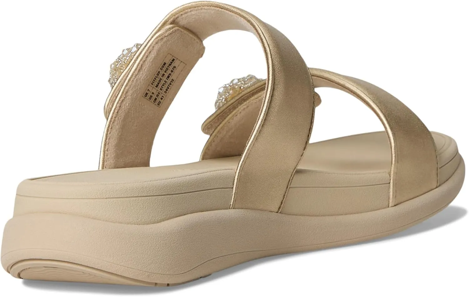 FitFlop Women's F-Mode Go Beadie-Button Adj. Flatform 2-bar Slides Wedge Sandal