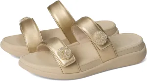 FitFlop Women's F-Mode Go Beadie-Button Adj. Flatform 2-bar Slides Wedge Sandal