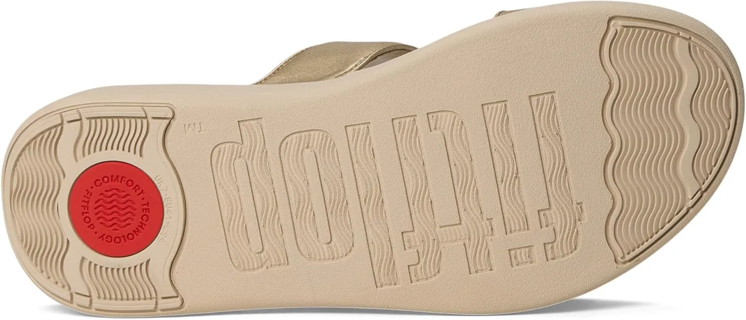 FitFlop Women's F-Mode Go Beadie-Button Adj. Flatform 2-bar Slides Wedge Sandal