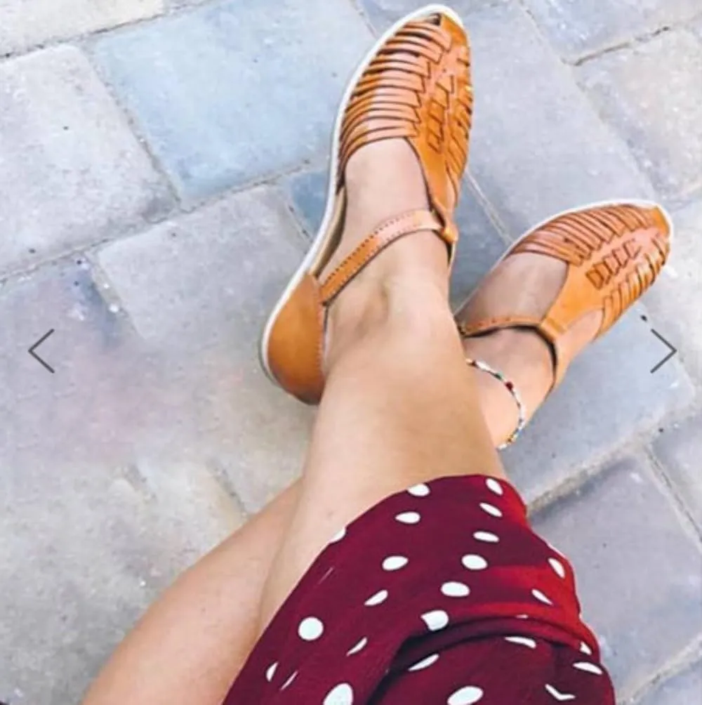 Geerta Huaraches Women Dressy Water Sandals Mexican Leather Woven Non-Slip Closed Toe Shower Slides Waterproof Comfort Summer Walking Shoes Chunky Low Heel Slippers Vacations Parties Indoor Outdoor