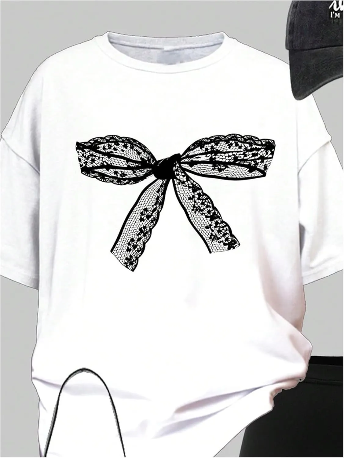 Girl's 2 Piece Cute Summer Outfits Bowknot Graphic Short Sleeve T Shirt and Biker Shorts Set