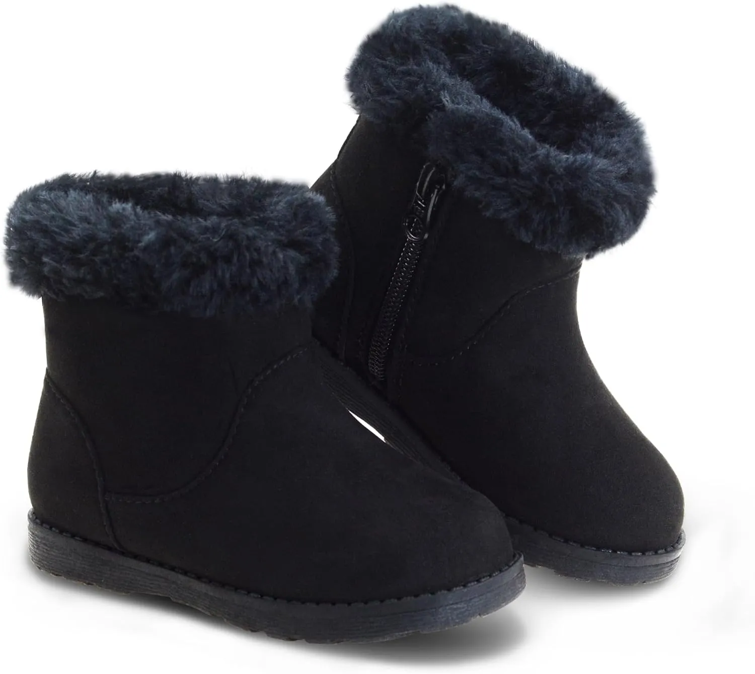 Girls-Boots-Warm-Ankle-Winter-Boots Kids Soft Plush Lining Fur Collar with Zipper Snow Bootie Indoor Outdoor Shoes for Toddler Little Big Kids Girls