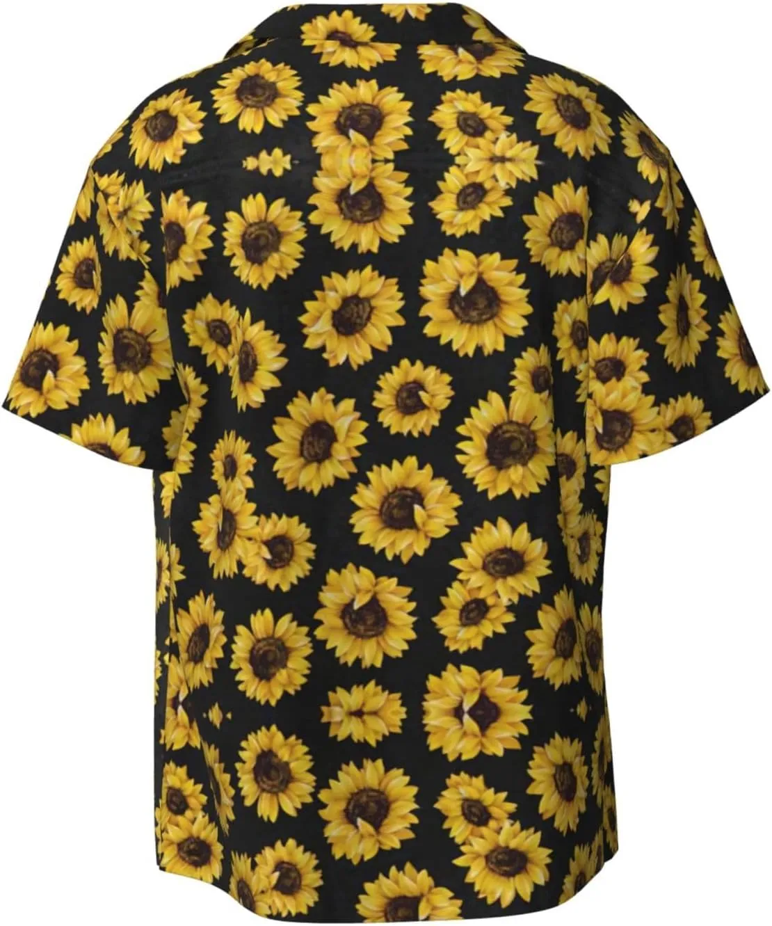 Golden Sunflowers Printing Men's Fashion Summer Short Sleeve Button Shirt with Pocket,S-4xl Cuban Shirt Hawaiian Shirt
