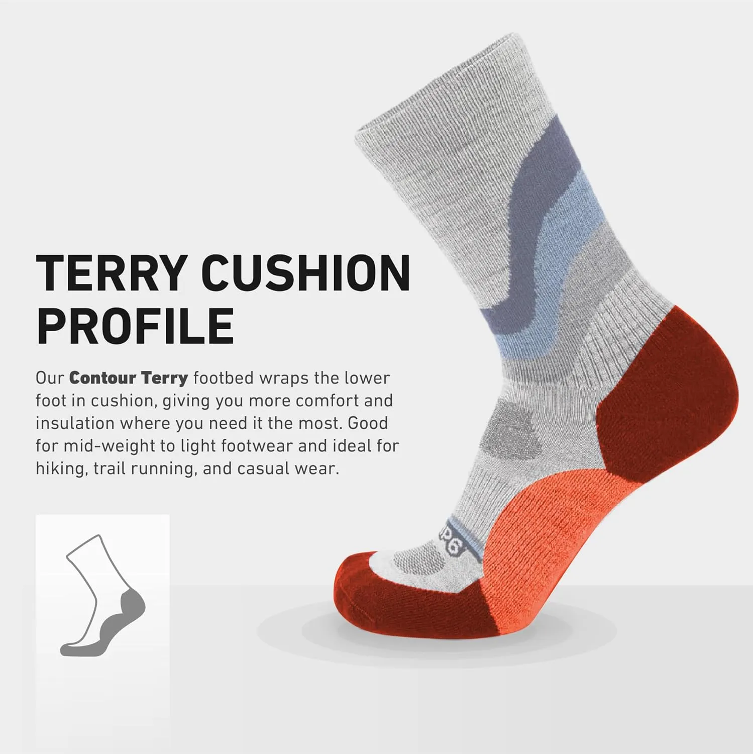 GRIP6 Crew Socks - Merino Wool Socks Made in the USA, Lightweight Wool Hiking Socks, Crew Socks for Men and Women