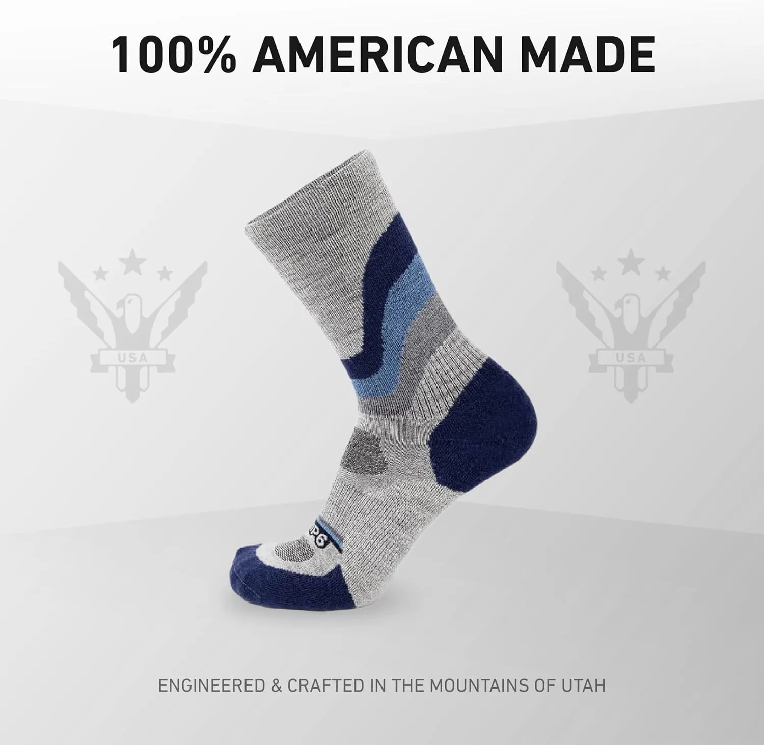 GRIP6 Crew Socks - Merino Wool Socks Made in the USA, Lightweight Wool Hiking Socks, Crew Socks for Men and Women