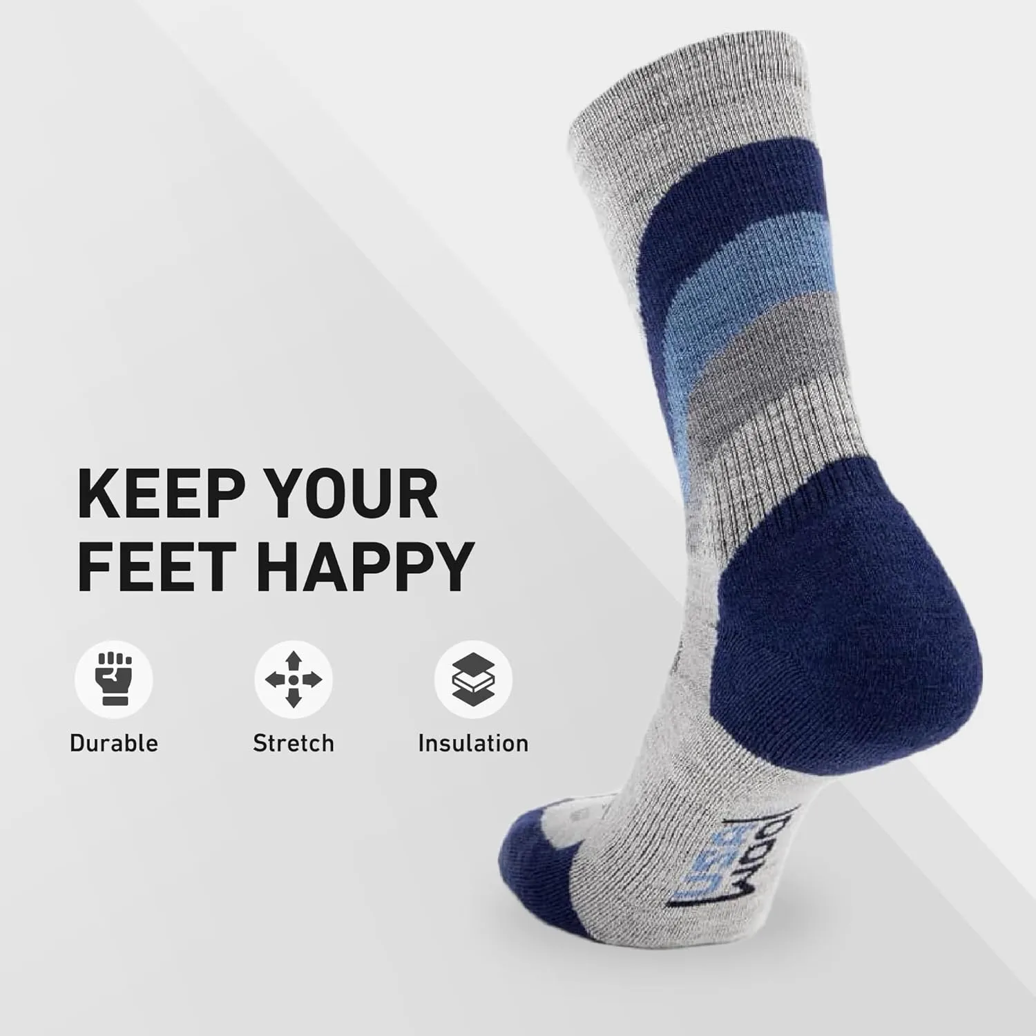 GRIP6 Crew Socks - Merino Wool Socks Made in the USA, Lightweight Wool Hiking Socks, Crew Socks for Men and Women