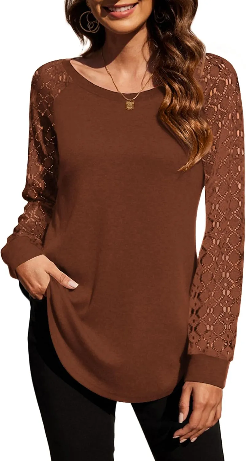 Halife Women's Lightweight Color Block Long Sleeve Loose Fit Pullover Sweatshirts Tunics Tops Shirts