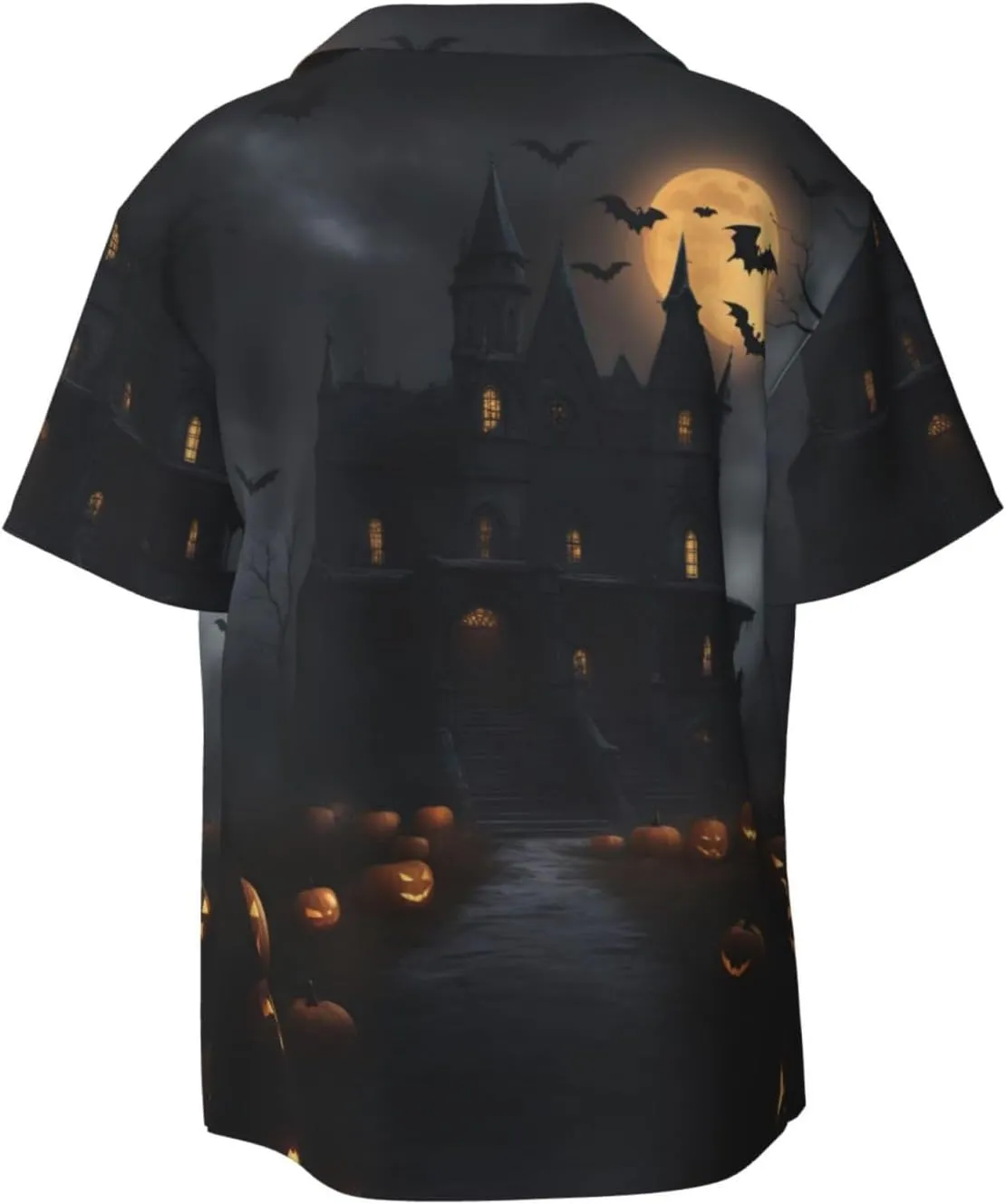 Halloween Goth Printing Men's Fashion Summer Short Sleeve Button Shirt with Pocket,S-4xl Cuban Shirt Hawaiian Shirt