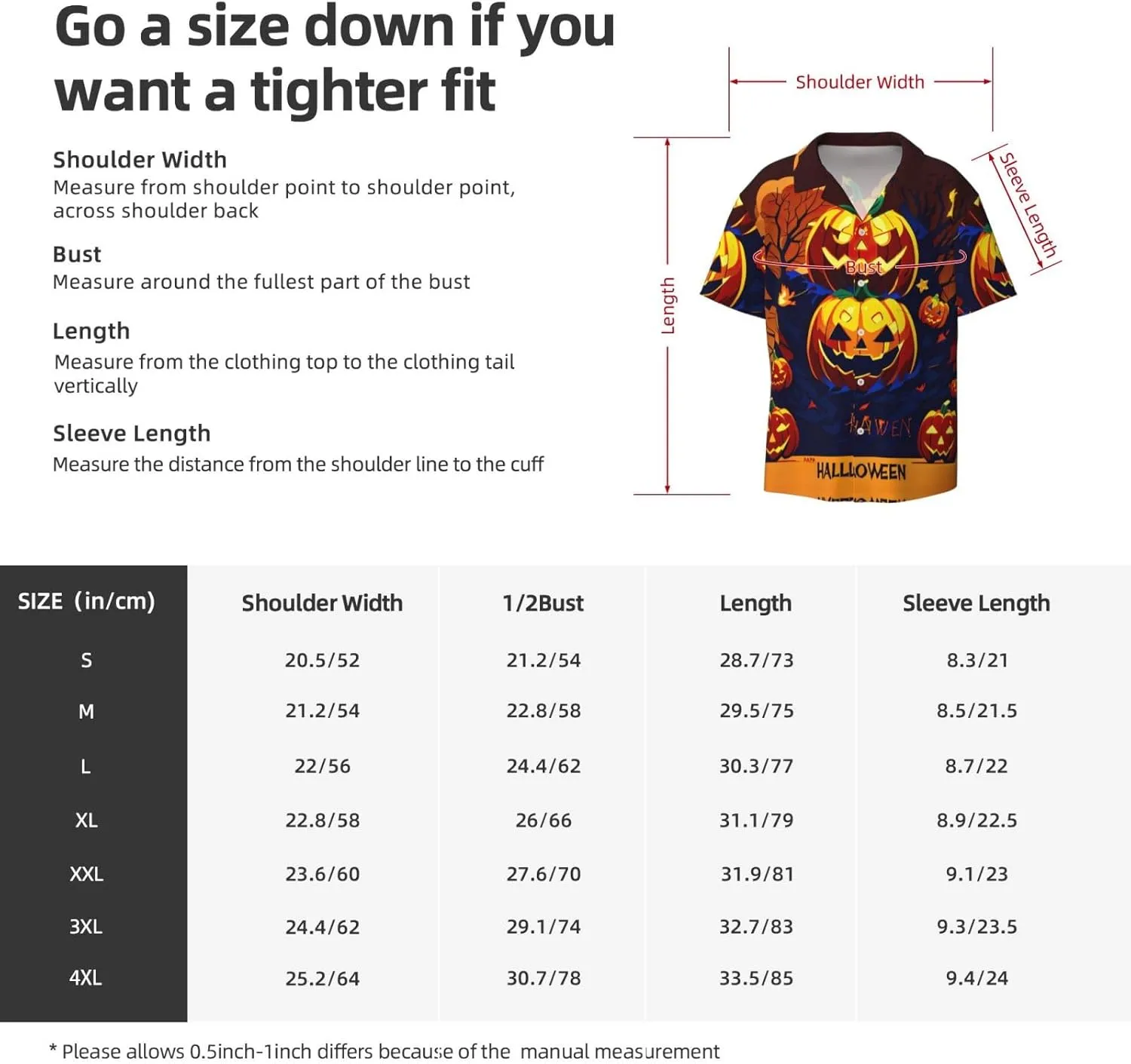 Halloween Pumpkin Printing Men's Fashion Summer Short Sleeve Button Shirt with Pocket,S-4xl Cuban Shirt Hawaiian Shirt