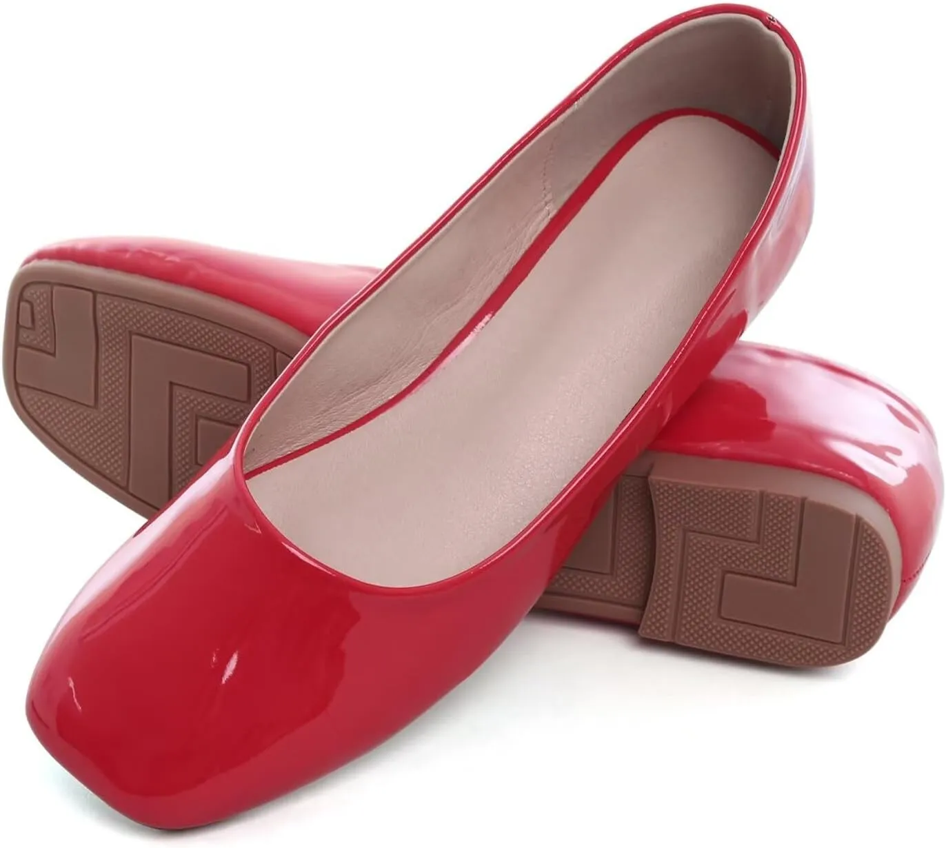 Hee grand Classic Solid Square Toe Ballet Flats for Women Comfort Casual Flats Lightweight Slip on Loafers Suede Dress Shoes