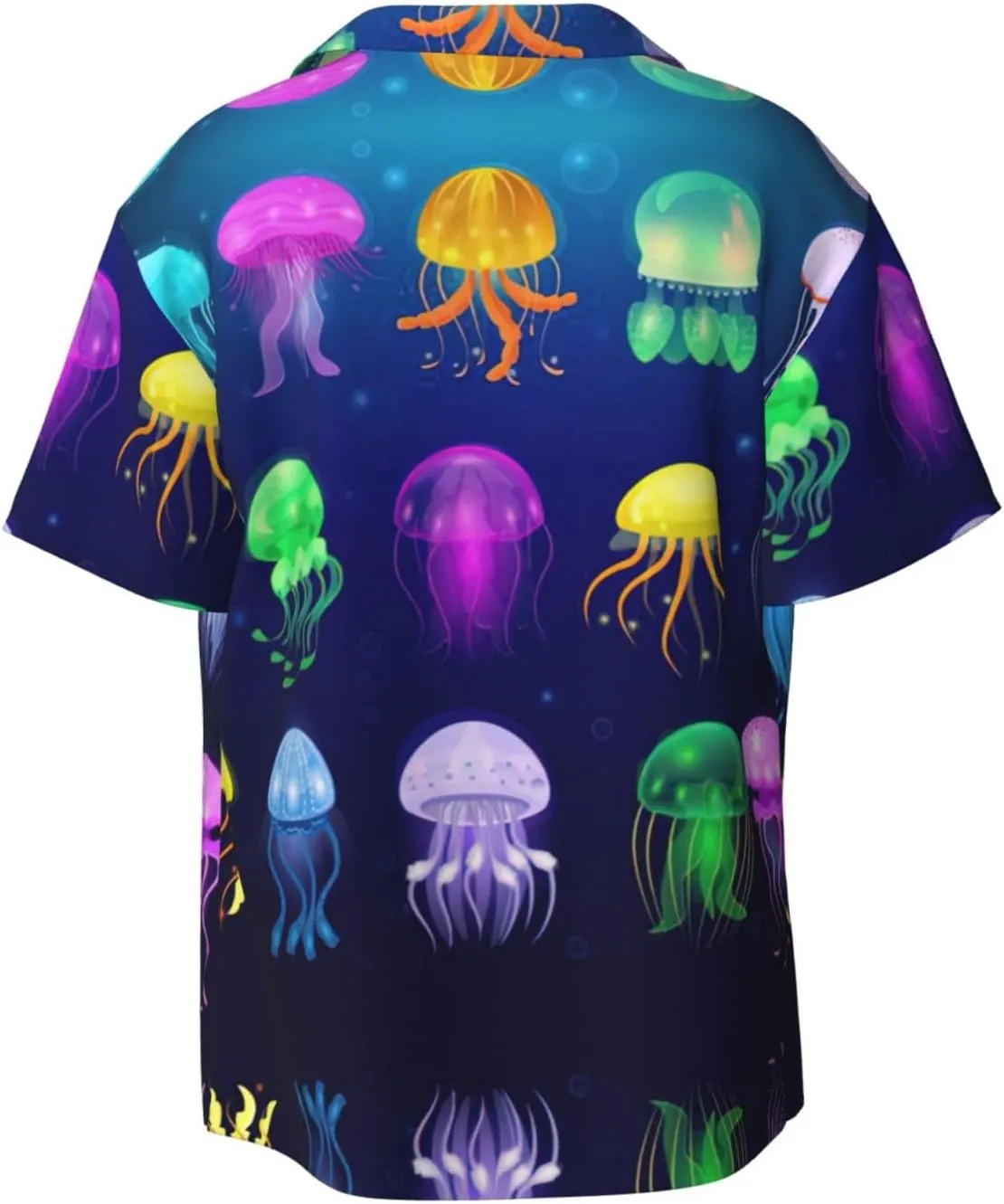 Jellyfish Ocean Printing Men's Fashion Summer Short Sleeve Button Shirt with Pocket,S-4xl Cuban Shirt Hawaiian Shirt