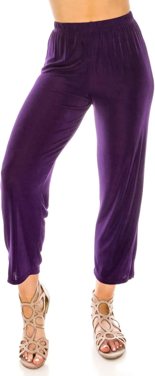 Jostar Women's Elastic Waist Pants – Pull On Non Iron Stretch Ankle Length Basic Trouser