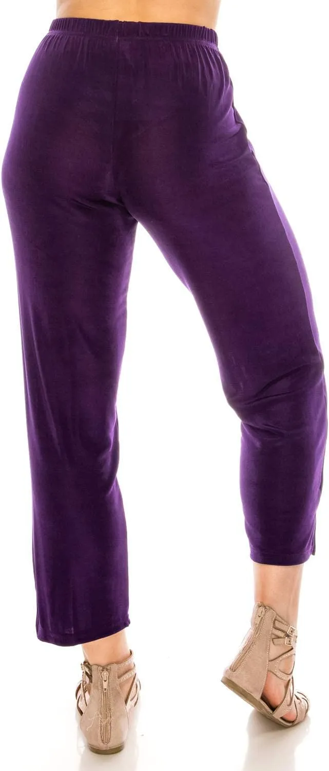 Jostar Women's Elastic Waist Pants – Pull On Non Iron Stretch Ankle Length Basic Trouser