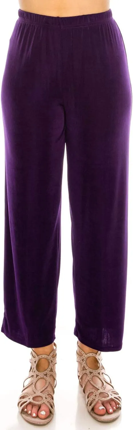 Jostar Women's Elastic Waist Pants – Pull On Non Iron Stretch Ankle Length Basic Trouser