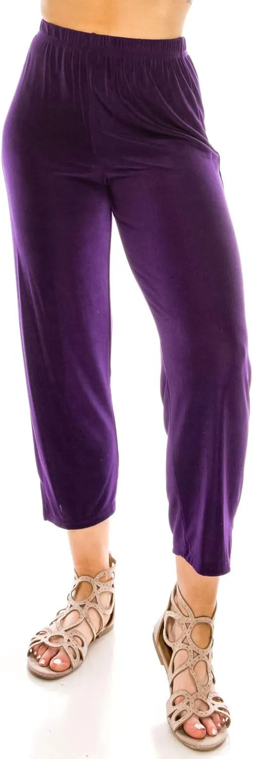 Jostar Women's Elastic Waist Pants – Pull On Non Iron Stretch Ankle Length Basic Trouser