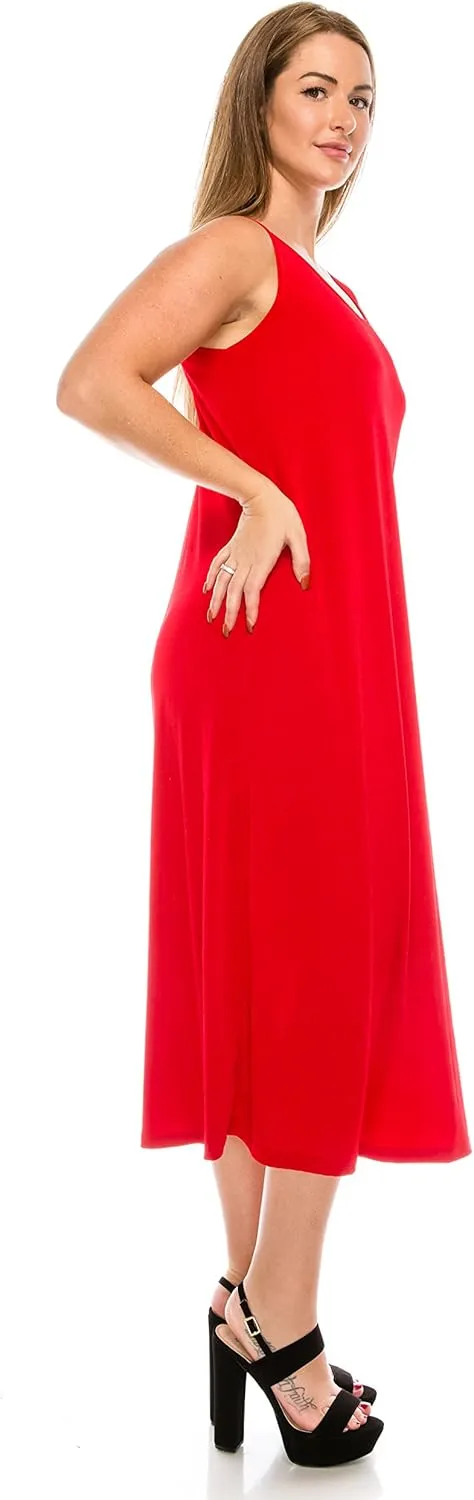 Jostar Women's Tank Long Dress – Sleeveless Scoop Neck Casual Swing Flowy T Shirt One Piece