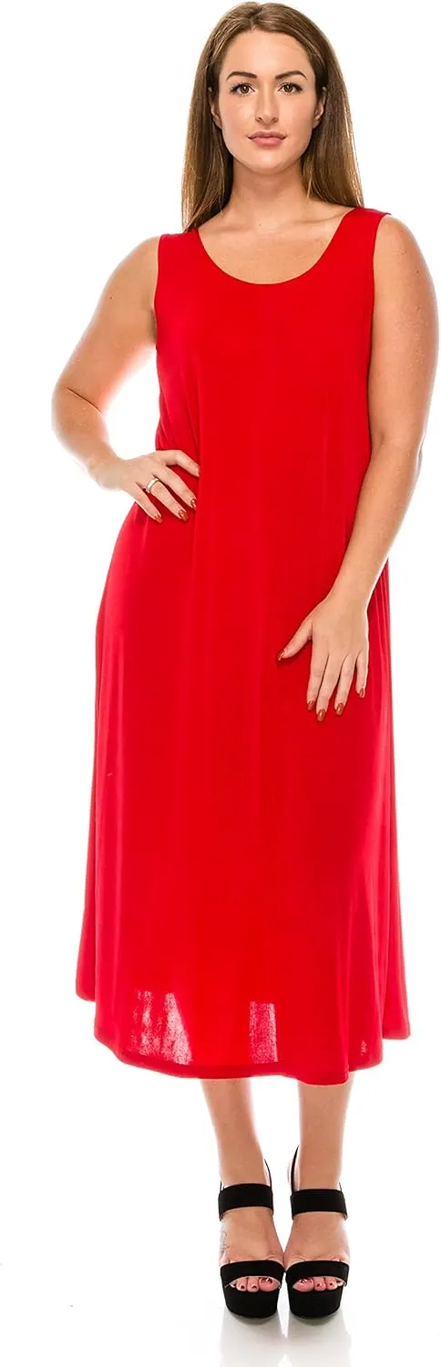 Jostar Women's Tank Long Dress – Sleeveless Scoop Neck Casual Swing Flowy T Shirt One Piece