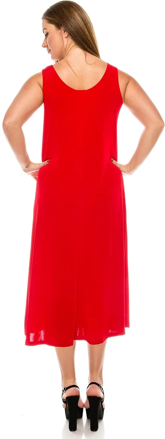 Jostar Women's Tank Long Dress – Sleeveless Scoop Neck Casual Swing Flowy T Shirt One Piece