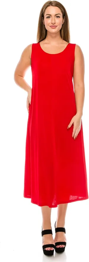 Jostar Women's Tank Long Dress – Sleeveless Scoop Neck Casual Swing Flowy T Shirt One Piece
