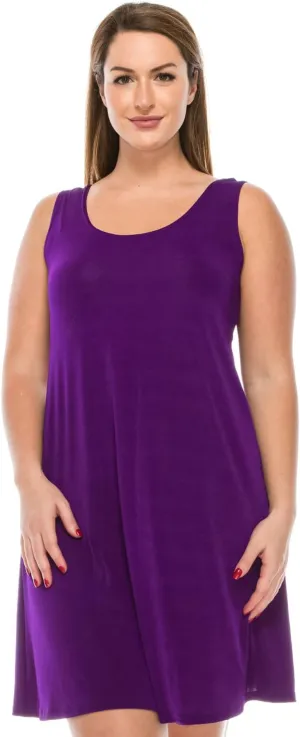 Jostar Women's Tank Mini Dress – Sleeveless Scoop Neck Casual Solid Stretch T Shirt Short One Piece