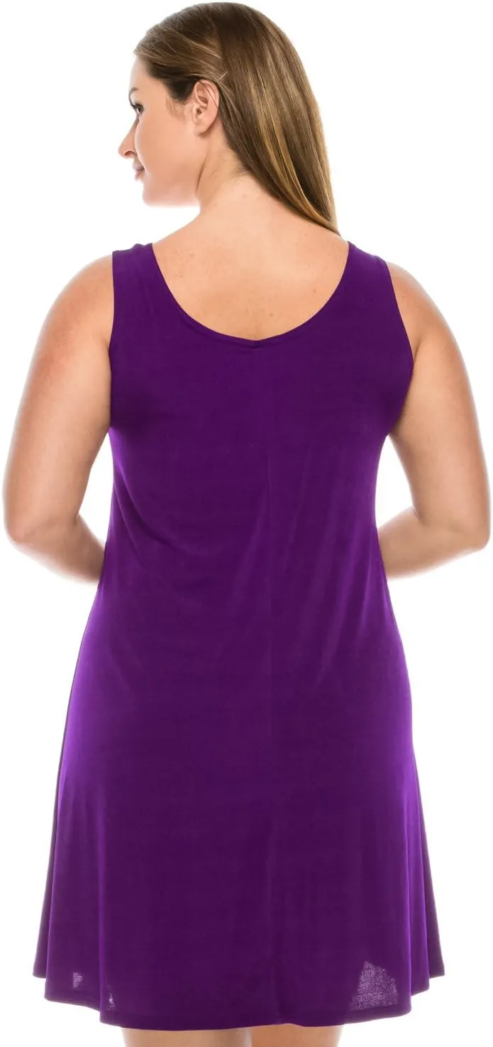 Jostar Women's Tank Mini Dress – Sleeveless Scoop Neck Casual Solid Stretch T Shirt Short One Piece