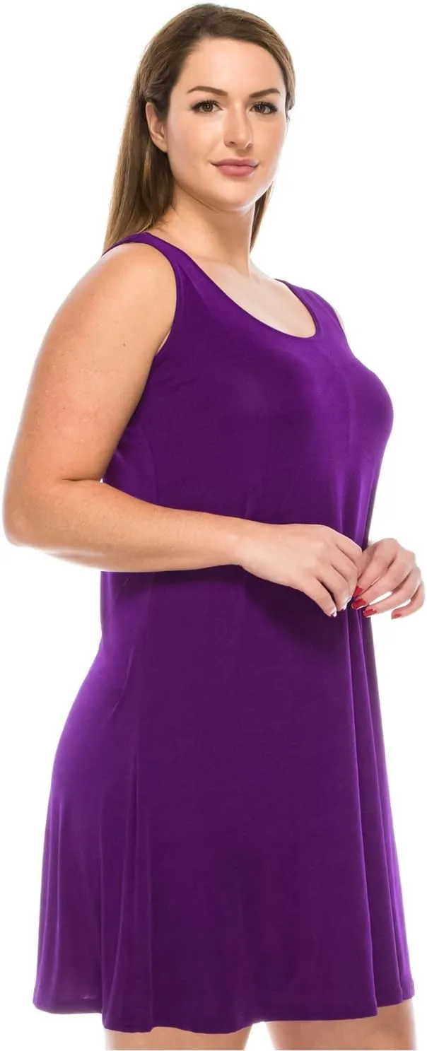 Jostar Women's Tank Mini Dress – Sleeveless Scoop Neck Casual Solid Stretch T Shirt Short One Piece