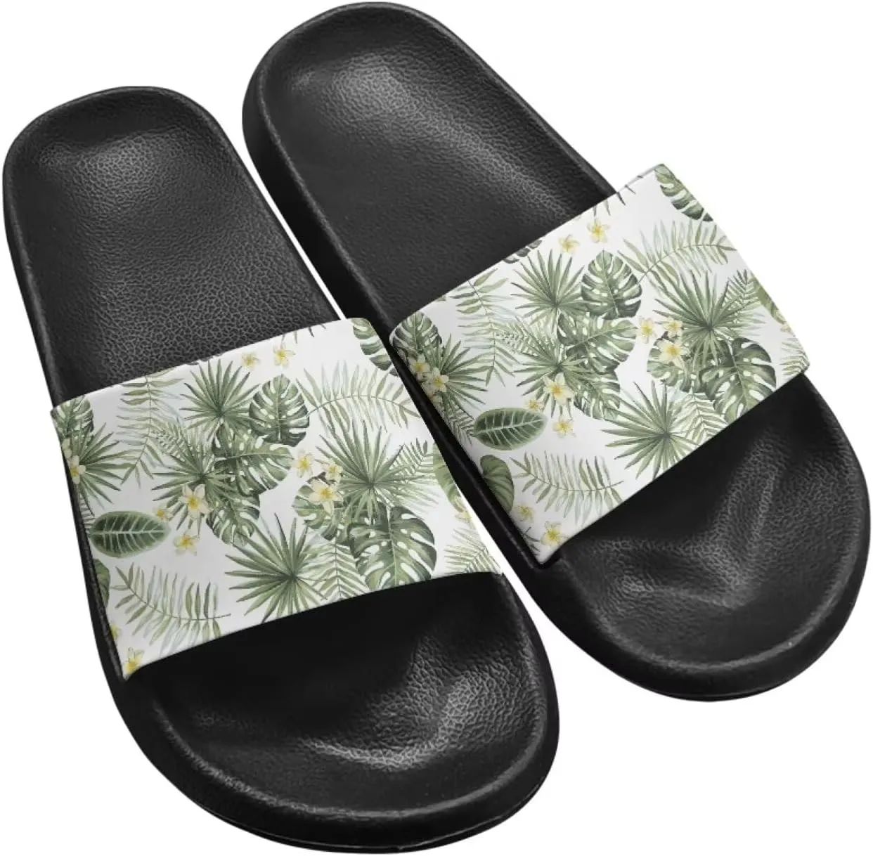 JoyLamoria Women Plants Print Slides House Sandals Thick Sole Pillow Slippers Non-Slip Shower Beach Pool Indoor Outdoor Summer