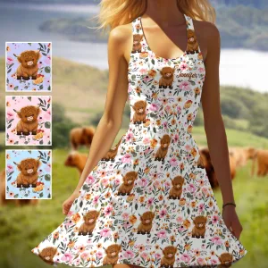 Just A Girl Who Loves Highland Cows - Personalized Highland Cow Sleeveless Dress