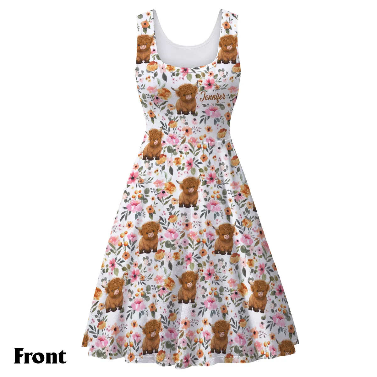 Just A Girl Who Loves Highland Cows - Personalized Highland Cow Sleeveless Dress