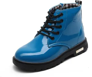 Kids Ankle Boots Toddler Boy little Girls Combat Boots Outdoor Waterproof Riding Boots Blue 6.5 M US Toddler