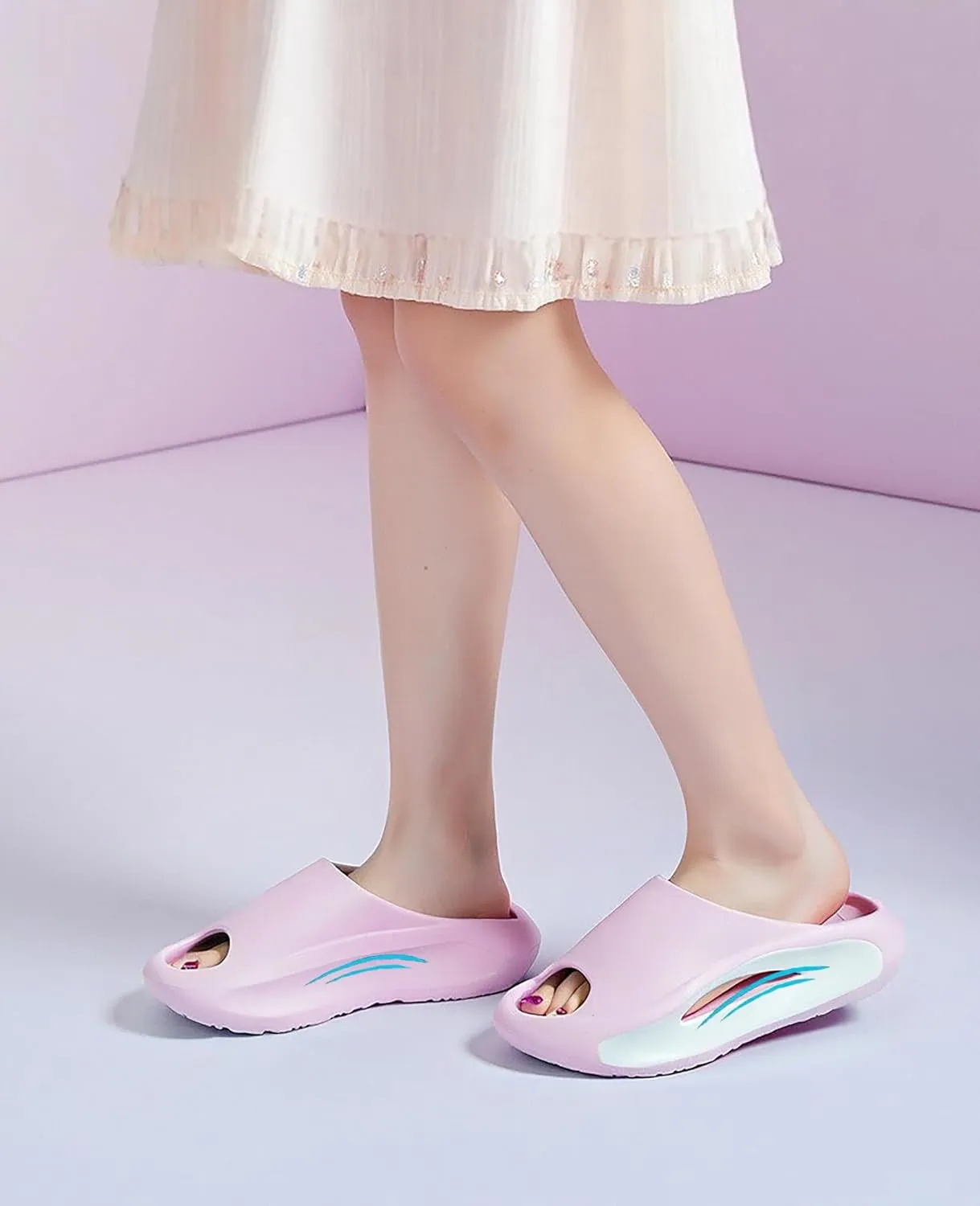 Kids Cloud Slides Boys Girls Comfy Pillow Slippers Summer Beach Sandals Non-Slip Thick Sole Slippers for Indoor Outdoor