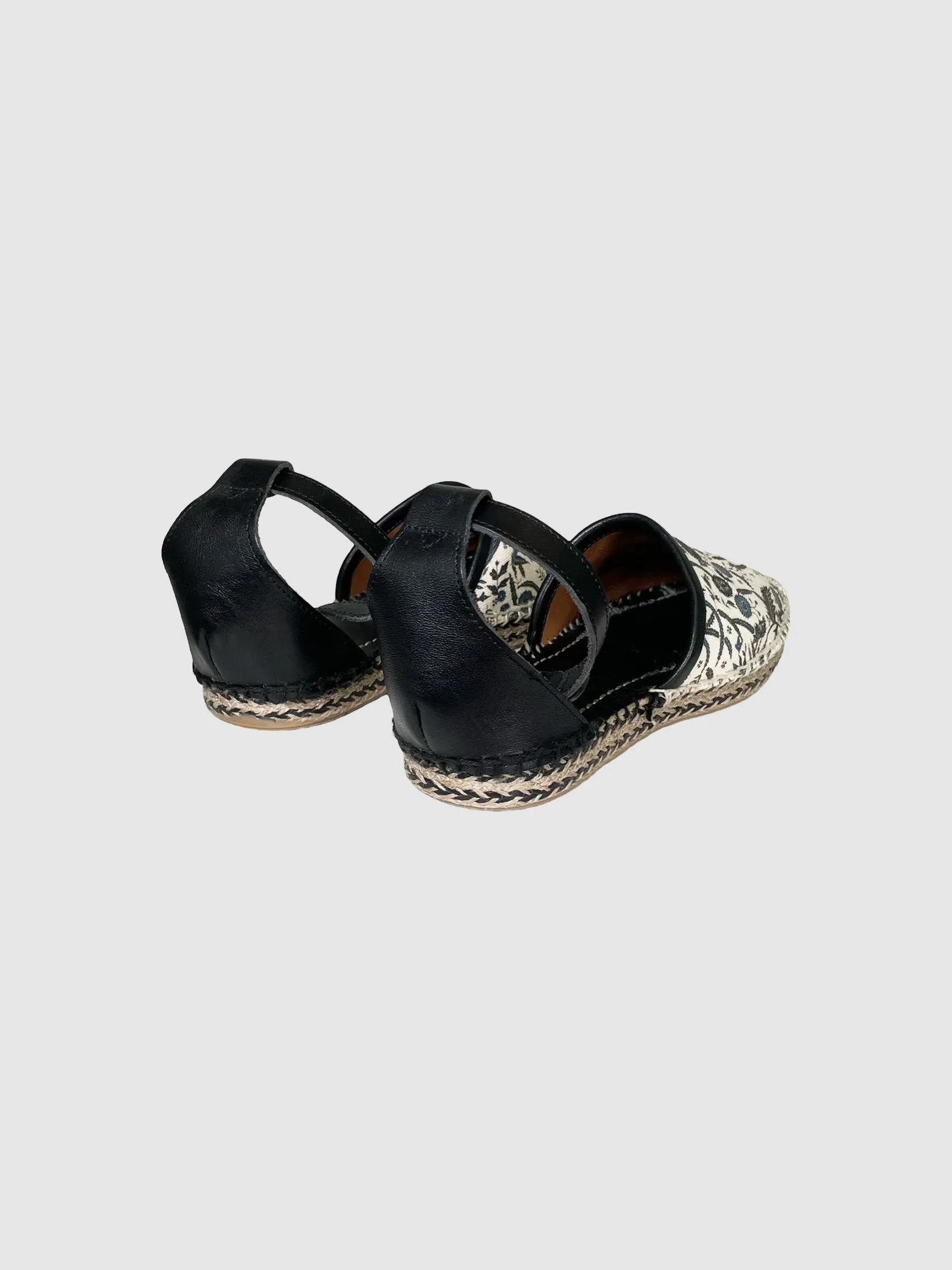 Leather Floral Print Espadrilles - Size 38