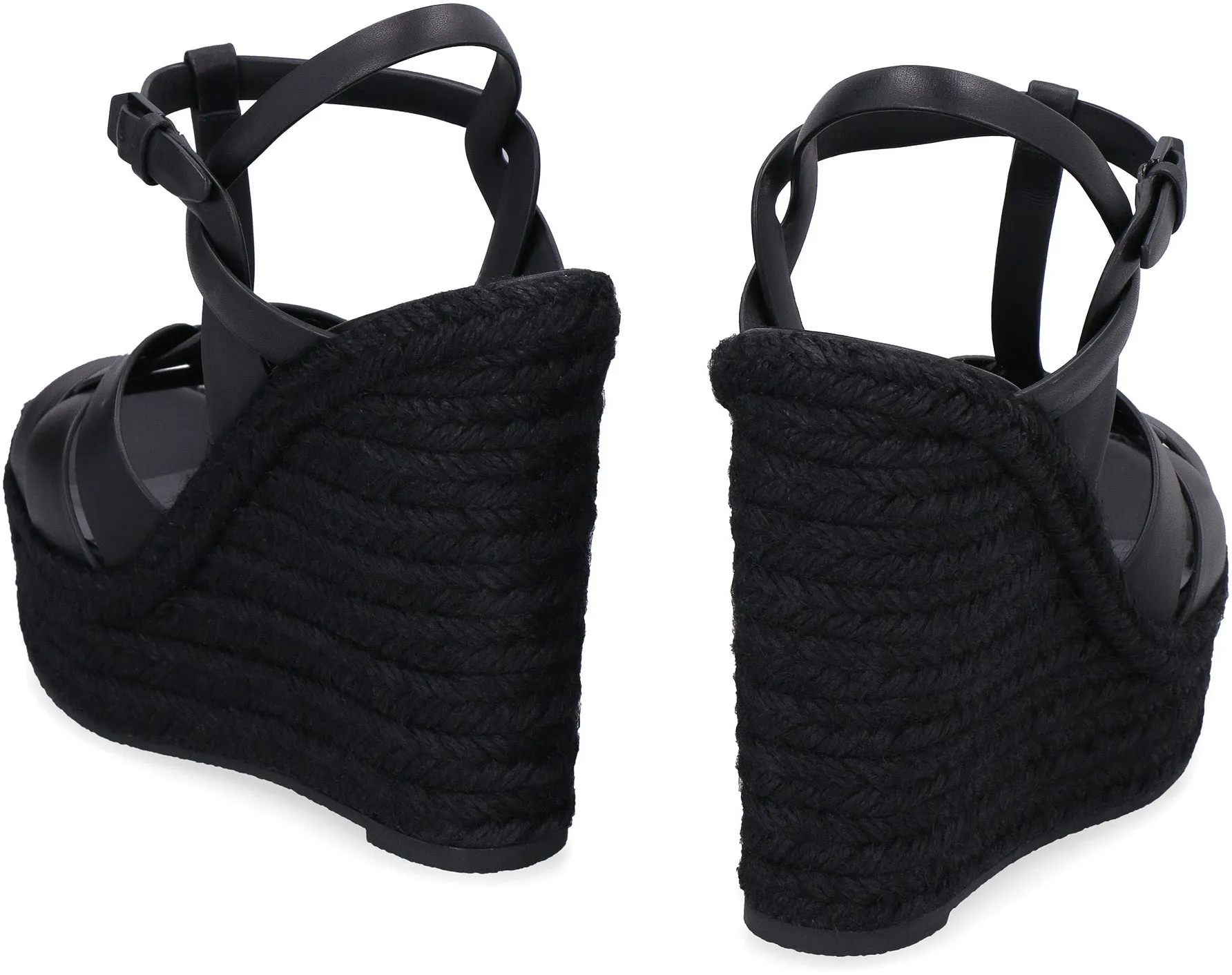 Leather wedge espadrilles