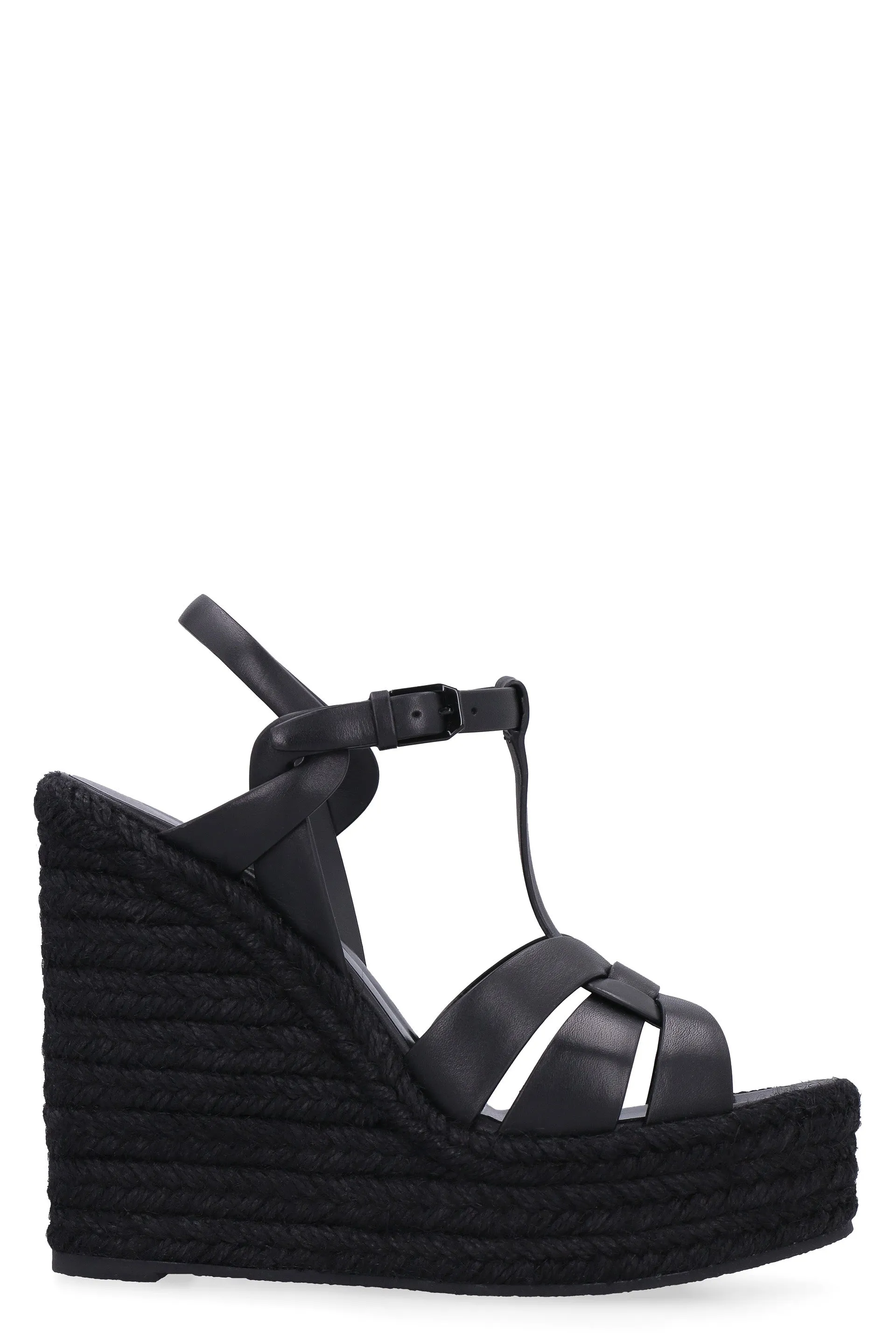 Leather wedge espadrilles