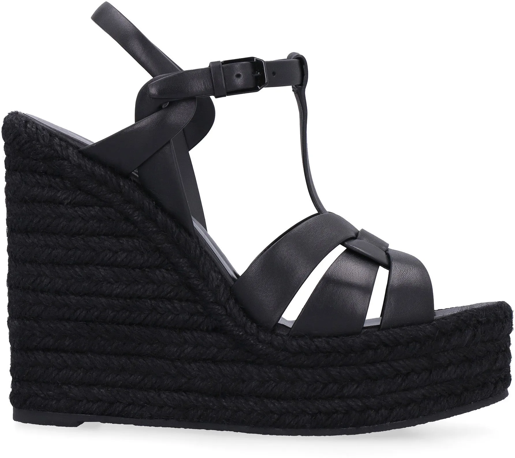 Leather wedge espadrilles