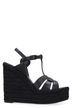 Leather wedge espadrilles