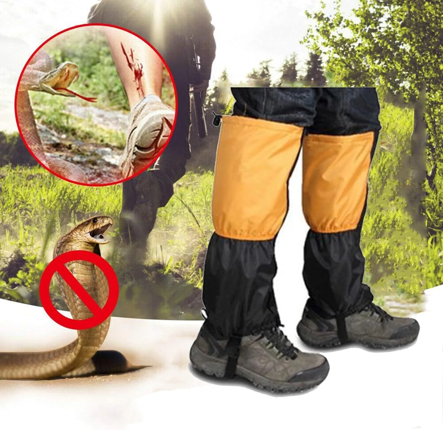 Leg Hiking Gaiters, Waterproof Snow Boot Guard Adjustable Shoe Cover Lightweight Breathable for Men and Women Walking, Hunting, One Size